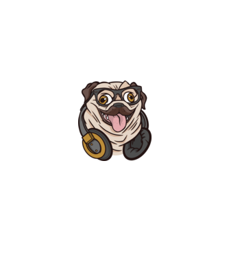 Mopsz Fejhallgatóval minta fehér/piros pólón