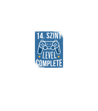 14. szint level completed minta fekete pólón