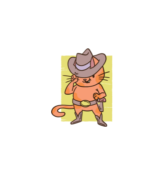 Cowboy macska minta fekete pólón