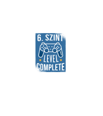6. szint level completed minta fekete pólón