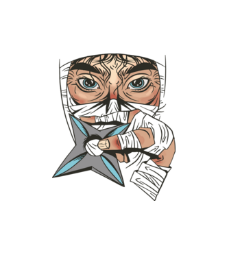 Ninja Fej minta fehér pólón