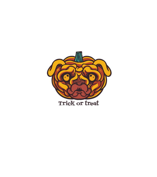 Mopsz Tök Fej Pumpkin Halloween minta szürke pólón