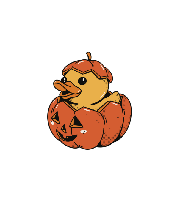 Gumikacsa Pumpkin Halloween minta fehér pólón