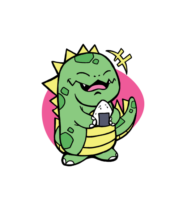 Onigiri Trex minta fehér pólón