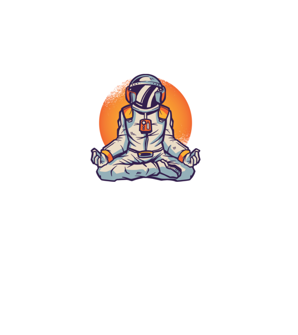 Meditáló űrhajós minta fekete pólón