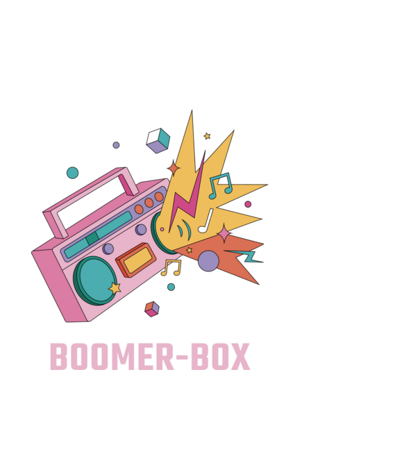 Boomer Box Magnó Retró minta fehér pólón