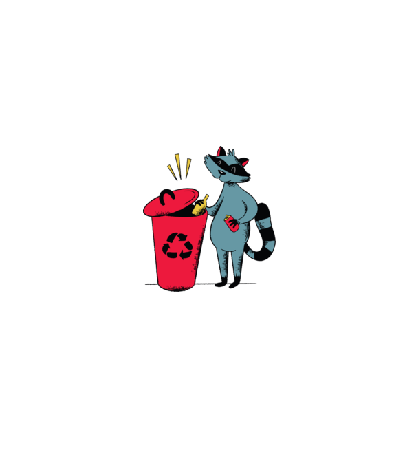 Mosómedve Recycling minta fehér/piros pólón
