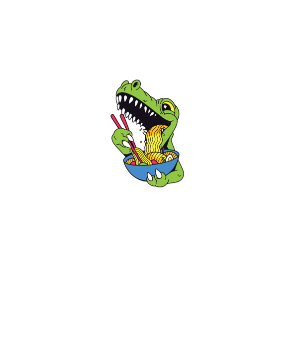 T-rex Ramen minta sötétkék pólón