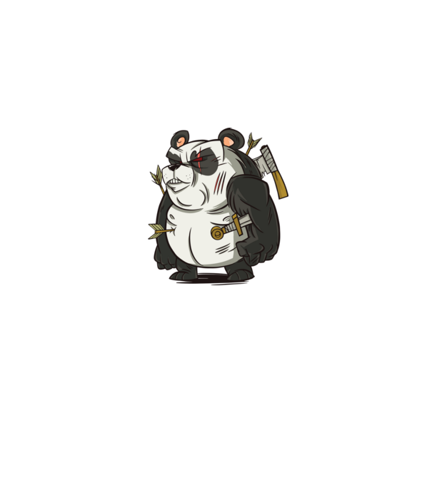 Harcos panda minta szürke pólón