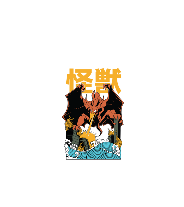 Kaiju minta fekete pólón
