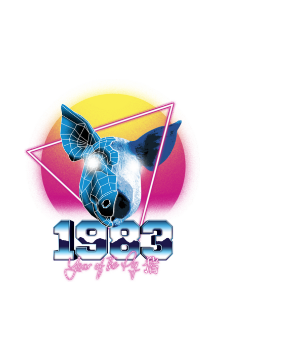 1983 a Disznó éve - Kínai Horoszkóp minta fekete pólón