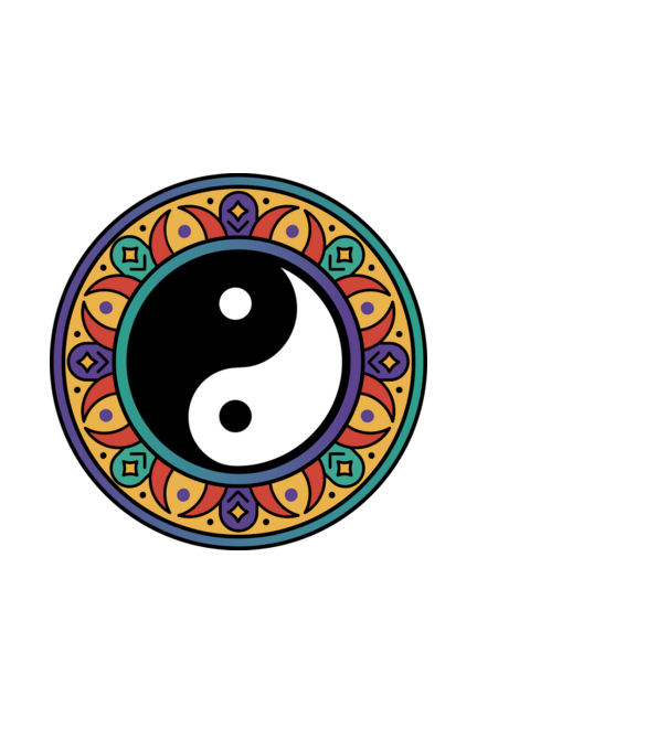 YinYang Mandala minta fehér pólón