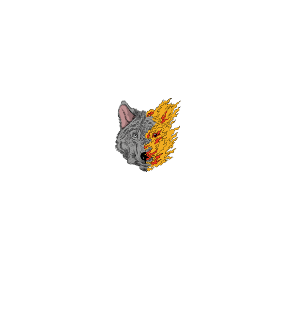 Fire Wolf Farkas minta fekete pólón