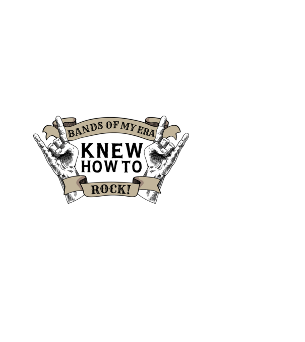 Rock banda minta világoskék pólón