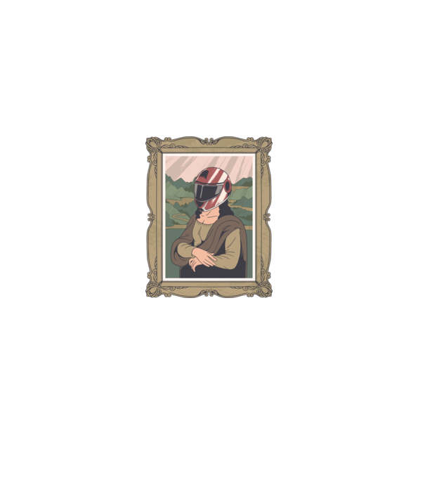 Mona Lisa Versenyző minta fekete pólón