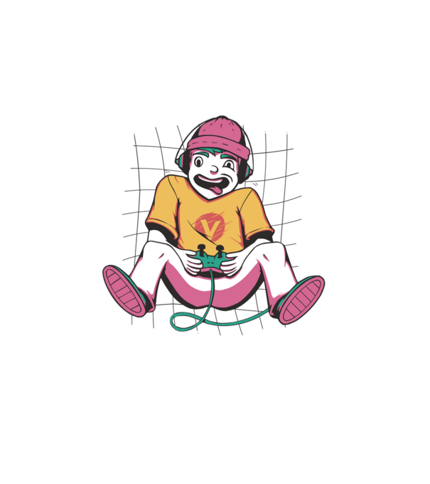 Videogames minta fehér pólón