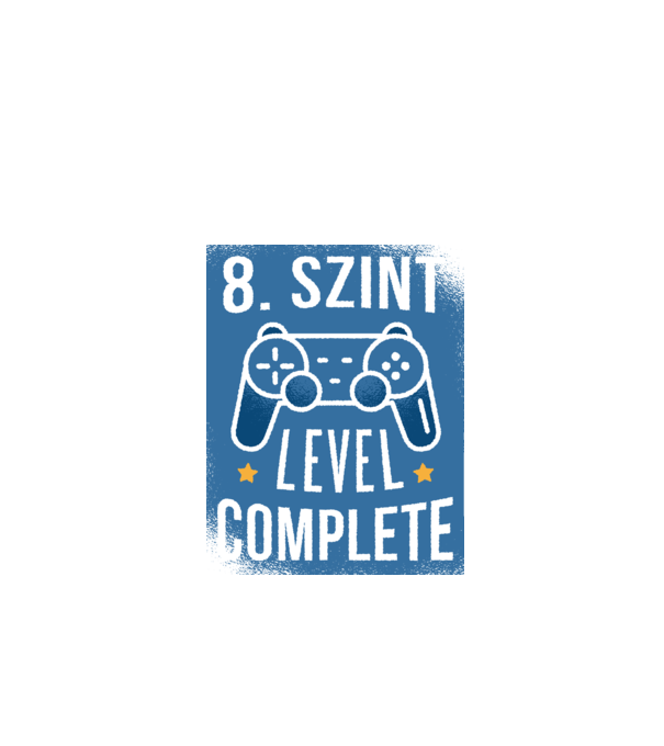 8. szint level completed minta fekete pólón