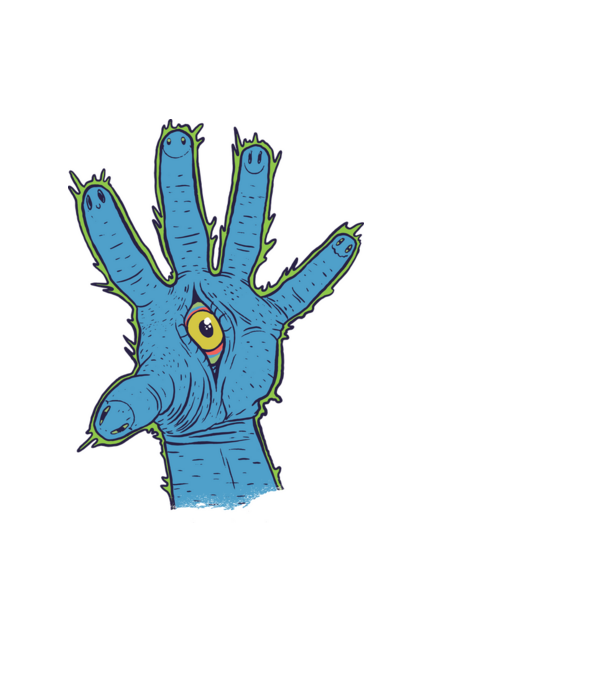 Illuminati Trippy Hand minta fekete pólón