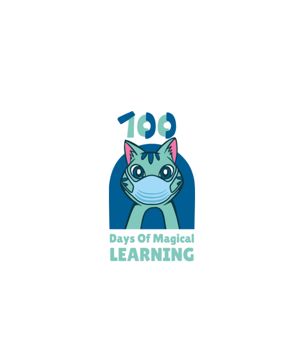 100 Days Of Magical learning minta fekete pólón