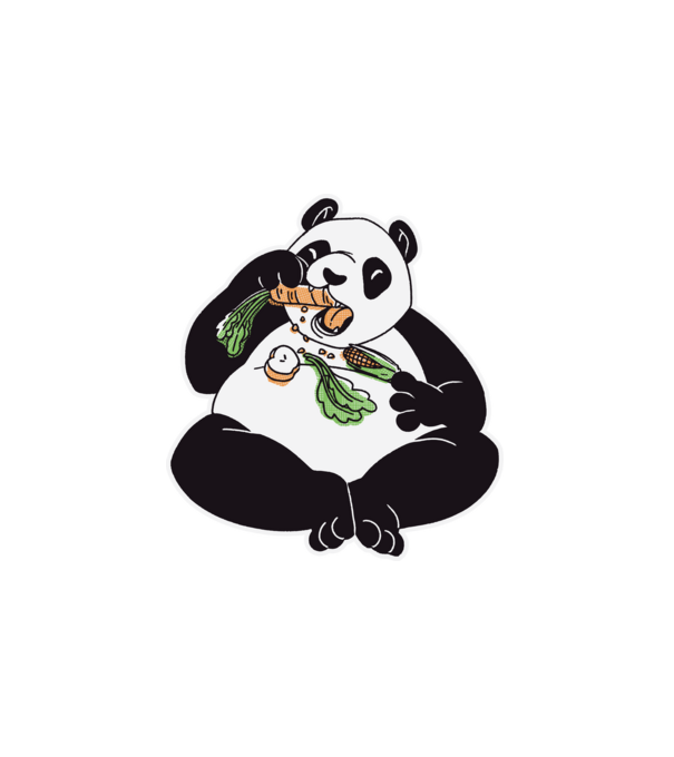 Evő panda minta fehér pólón
