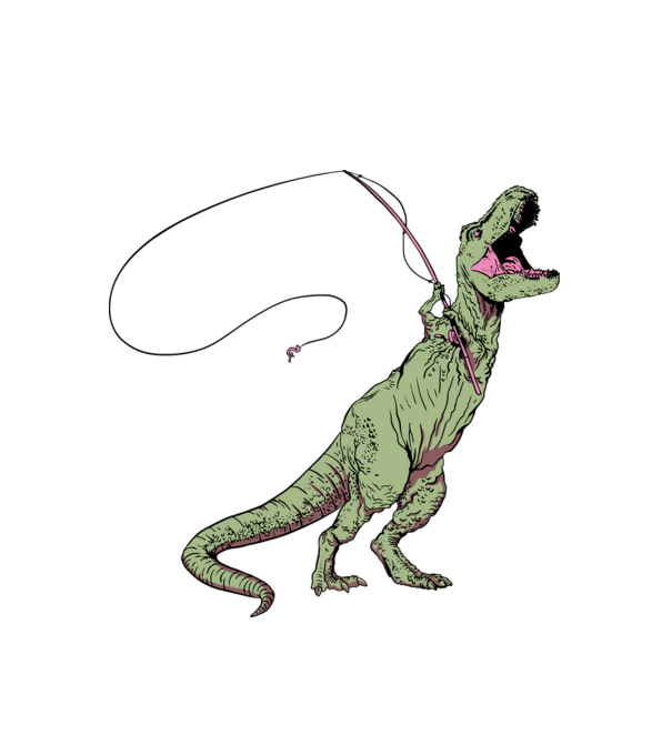 Horgász Trex minta fehér pólón