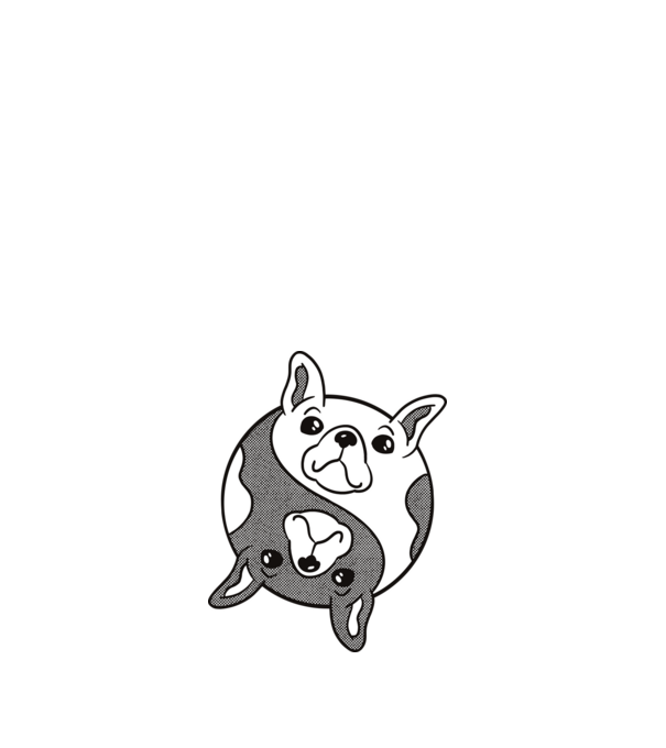 Bulldog Jin Jang minta fehér pólón