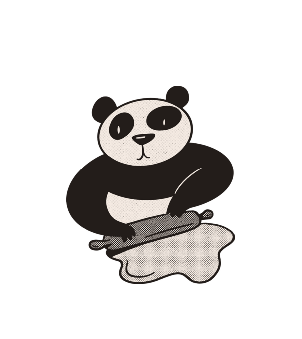 Tészta gyúró panda minta fehér pólón