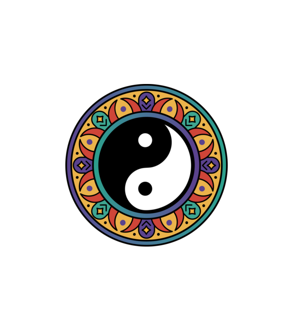 YinYang Mandala minta fehér pólón