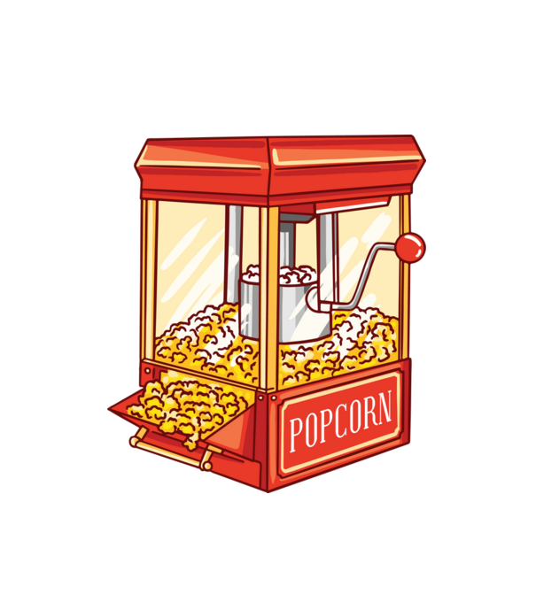 Popcorn gép minta fehér pólón