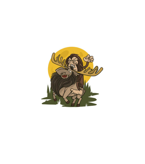 Lovagló Bigfoot minta fekete pólón