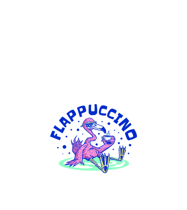 Kávés flamingo minta fehér pólón
