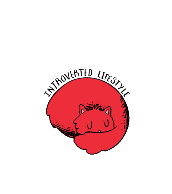 Introvertált Cica minta fehér pólón