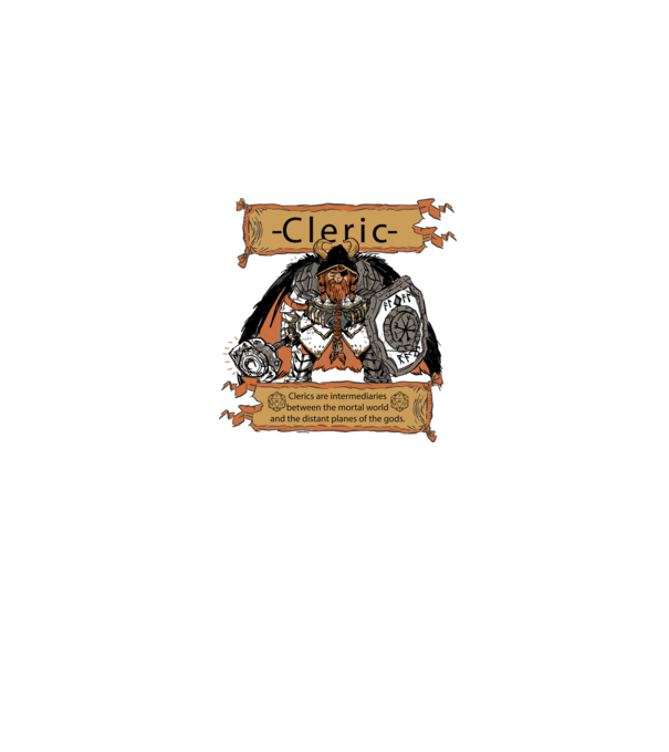 Fantasy Cleric minta farmerkék pólón