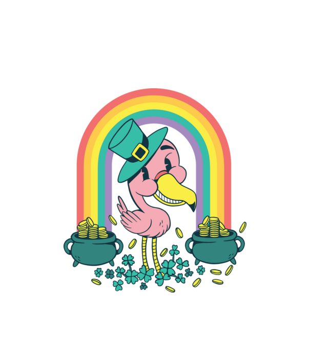 Szent Patrick flamingo minta fehér pólón