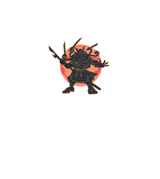 Cthulu samurai minta fekete pólón