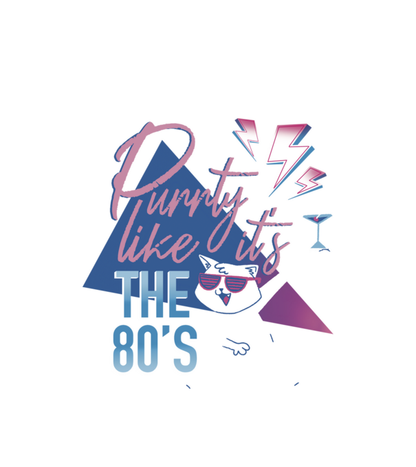 Purrty Like it's the 80's minta fehér pólón
