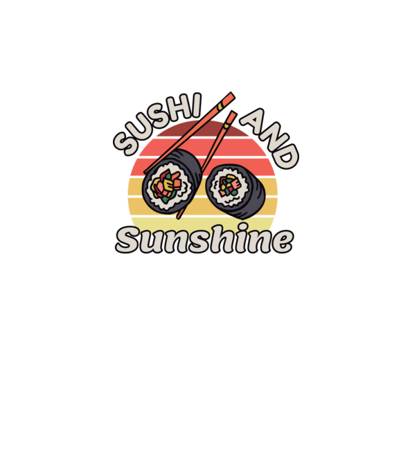Sushi és napsütés minta türkiz pólón