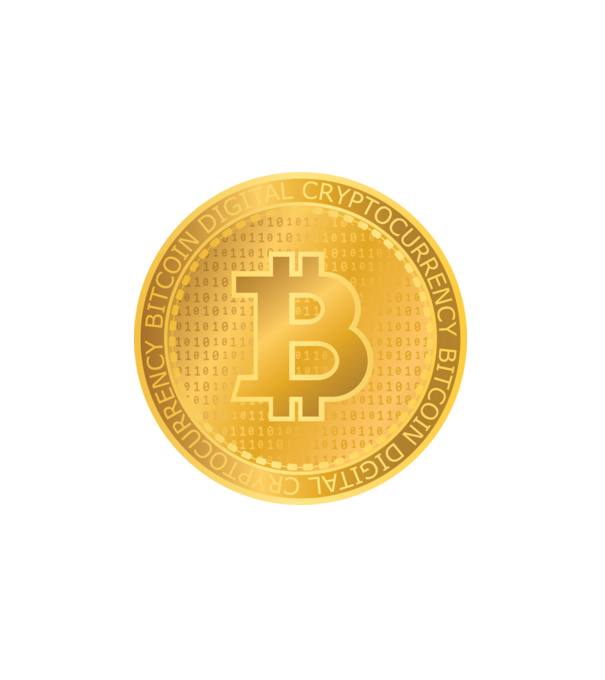 Bitcoin Arany érme minta fehér pólón