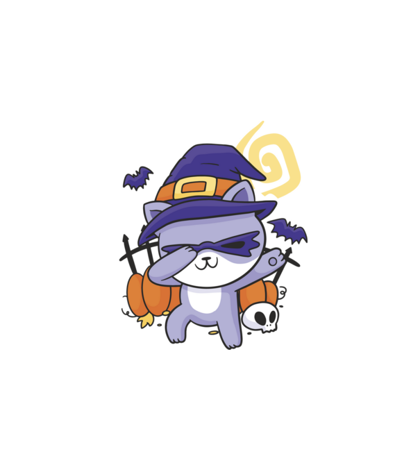 Halloween Cica DAB minta fehér pólón