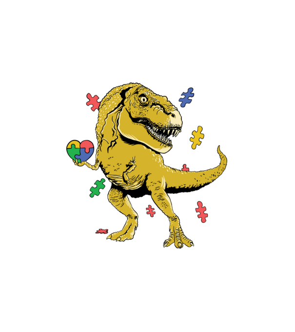 Trex Puzzle szívvel minta fehér pólón