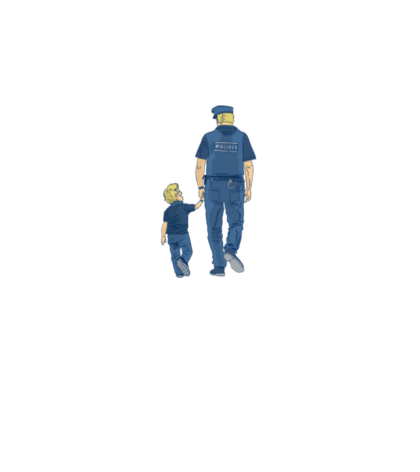 Rendőr apuka minta fekete pólón