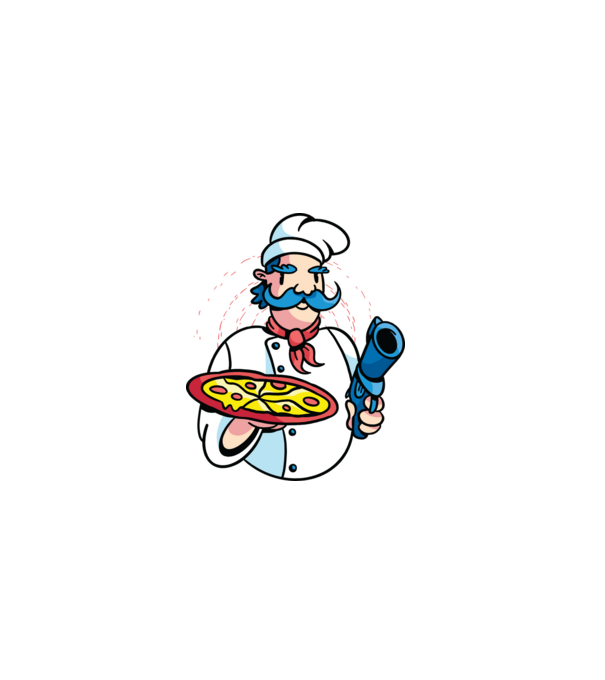 Veszélyes pizza minta szürke pólón