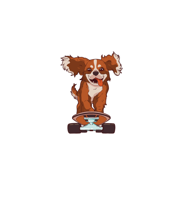 Gördeszkás Cavalier King Spániel minta zöld pólón