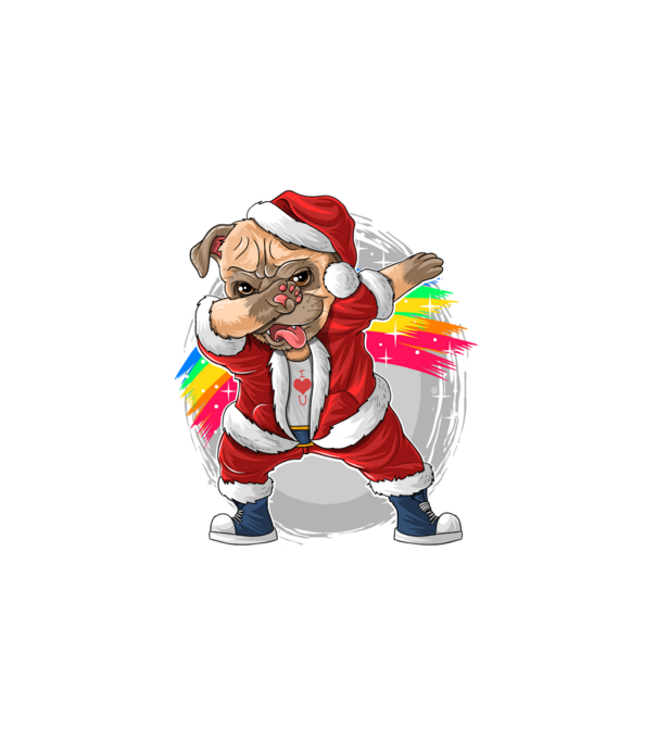 Santa Mopsz Mikulás minta fehér pólón