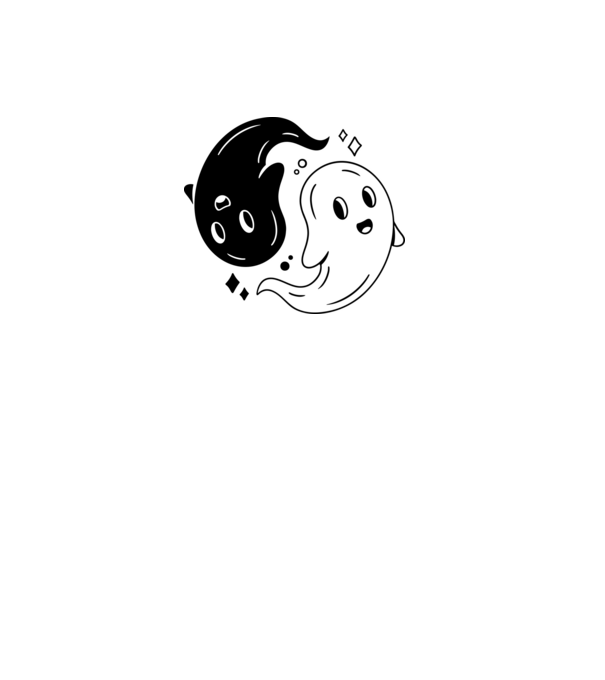 Ying Yang Szellemek Halloween minta szürke pólón