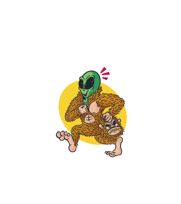 Alien Sassquatch minta fekete pólón