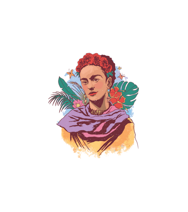 Frida Kahlo portré minta fehér pólón