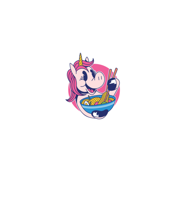 Unikornis Ramen minta farmerkék pólón
