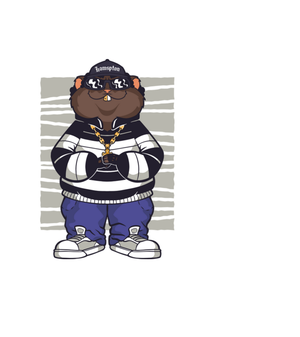 Gangsta Hamsta minta fekete pólón