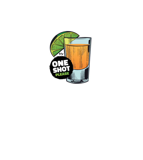 Tequila shot minta fehér pólón